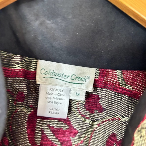 Coldwater Creek Embroidered Patchwork Jacket M Red Black Purple Coat Women's - Picture 3 of 5